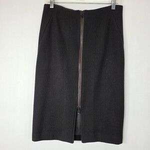 W by Worth Black Ribbed Wool Blend Pencil Skirt Two-Way Zipper Size 6